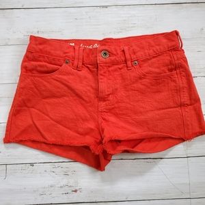 Madewell jean cut‎ off shorts red orange size 24 raw hem